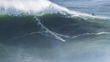 NAZARE, PORTUGAL - FEBRUARY 11: Kai Lenny of Hawaii surfing for Team Young Bulls during Heat 4 of the 2020 Nazare Challenge on February 11, 2020 in Nazare, Portugal. (Photo by Damien Poullenot/WSL via Getty Images)