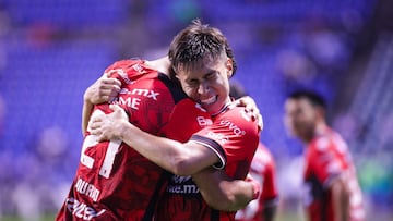 Mourad Daoudi celebrates his goal 2-3 of Tijuana during the 13th round match between Puebla and Tijuana as part of the Liga BBVA MX, Torneo Apertura 2025 at Cuauhtemoc Stadium, on October 17, 2025 in Puebla, Mexico.