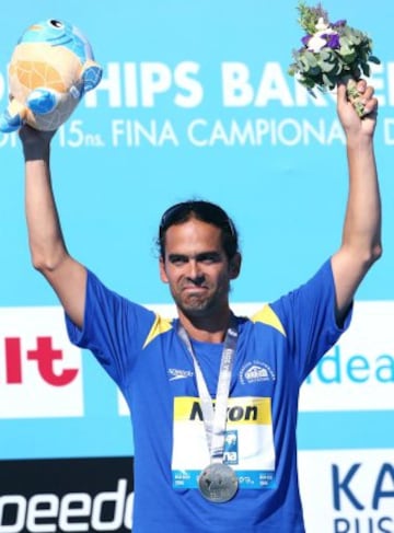 Título de Orlando Duque de salto de gran altura de los Campeonatos del Mundo de Natación en Barcelona en 2013.