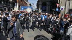The Champions League trophy is on display in central Milan