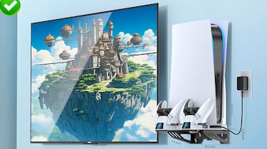 El soporte de pared para la PS5 con refrigeración y cargador de mandos