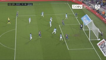 Digne centra para que Deulofeu marque el 1-0. El balón había salido claramente.