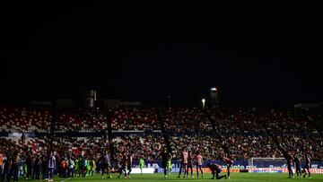 The Light went out in the Stadium during the 14th round match between Atletico San Luis and FC Juarez part of the Torneo Clausura 2024 Liga BBVA MX at Alfonso Lastras Stadium on April 07, 2024 in San Luis Potosi, Mexico.