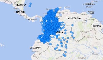 Mapa del coronavirus en Colombia.