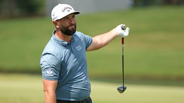 MEMPHIS, TENNESSEE - AUGUST 11: Jon Rahm of Spain plays his shot from the 12th tee during the second round of the FedEx St. Jude Championship at TPC Southwind on August 11, 2023 in Memphis, Tennessee.   Gregory Shamus/Getty Images/AFP (Photo by Gregory Shamus / GETTY IMAGES NORTH AMERICA / Getty Images via AFP)