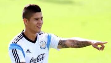 Marcos Rojo, en un entrenamiento con Argentina.