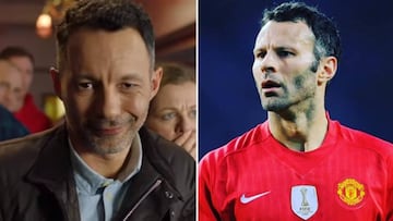 Im&aacute;genes de Rhodri Giggs, el hermano del exfutbolista Ryan Giggs en un anuncio de una casa de apuesta, y de Ryan Giggs durante un partido con el Manchester United.