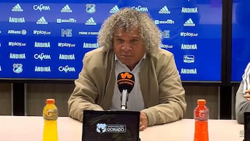 Alberto Gamero durante la rueda de prensa tras el empate de Millonarios ante Unión Magdalena.