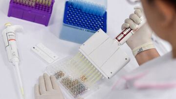 A researcher works on the diagnosis of suspected coronavirus Covid-19 cases in Belo Horizonte, state of Minas Gerais, Brazil, on March 26, 2020. - The Ministry of Health convened The Technological Vaccine Center of the Federal University of Minas Gerais l