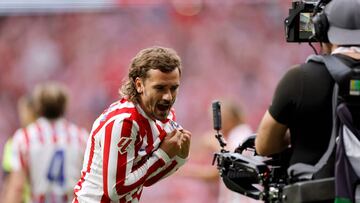 Griezmann celebra el 5-2 para el Atlético de Madrid.