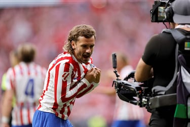 Griezmann celebra el 5-2 para el Atlético de Madrid. 