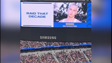Months after a horrific accident, actor Jeremy Renner cheered on the 49ers as they beat the Rams, and appeared on the jumbotron compared to Eminem.