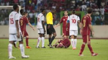 Partido amistoso Guinea Ecuatorial-España. Lesión de XAbi Alonso.