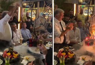 La fiesta de Laporta en Yeda antes del Clásico: la tarta es un despropósito