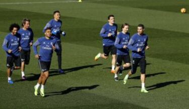 Marcelo, Coentrao, Casemiro, Keylor Navas, Modric, Kovacic y Cristiano Ronaldo.