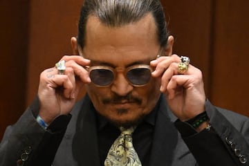 US actor Johnny Depp testifies during his defamation trial in the Fairfax County.