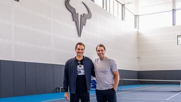 Roger Federer y Rafa Nadal en el reencuentro en la Academia de Tenis de Rafa Nadal en Manacor.