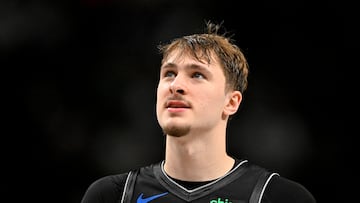 Mar 30, 2026; Dallas, Texas, USA; Dallas Mavericks forward Cooper Flagg (32) looks on during the second half against the Minnesota Timberwolves at the American Airlines Center. Mandatory Credit: Jerome Miron-Imagn Images