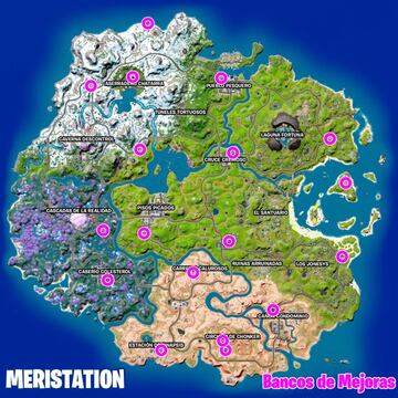 Todas las ubicaciones de Bancos de Mejoras en Fortnite Temporada 3