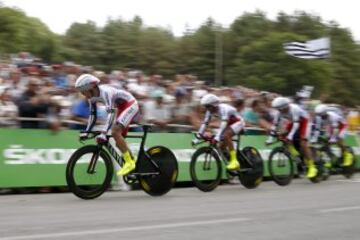 Los ciclistas del equipo Katusha.