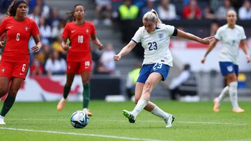 Soccer Football - Women's International Friendly - England v Portugal - Stadium MK, Milton Keynes, Britain - July 1, 2023  England's Alessia Russo shoots at goal Action Images via Reuters/Andrew Boyers