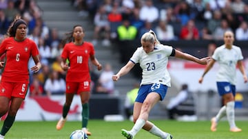 Soccer Football - Women's International Friendly - England v Portugal - Stadium MK, Milton Keynes, Britain - July 1, 2023  England's Alessia Russo shoots at goal Action Images via Reuters/Andrew Boyers