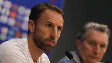 England head coach Gareth Southgate listens to a question from the media during a press conference at the 2018 soccer World Cup in the in Nizhny Novgorod Russia, Saturday, June 23, 2018. England will play Panama in Nizhny Novgorod in a group G match on Su
