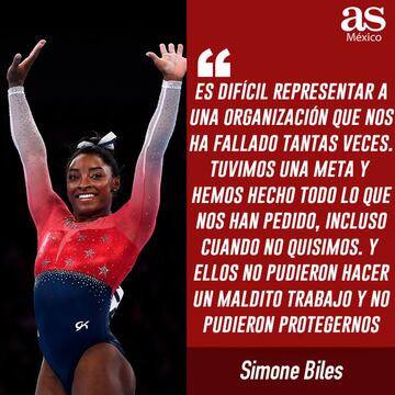 Simone Biles criticando a la Federación de Gimnasia de Estados Unidos por el Caso Larry Nassar.