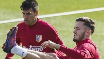 Gaitán y Saúl en el entrenamiento.