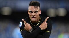 Soccer Football - Serie A - Napoli v Inter Milan - Stadio San Paolo, Naples, Italy - January 6, 2020   Inter Milan&#039;s Lautaro Martinez celebrates scoring their third goal    REUTERS/Alberto Lingria     TPX IMAGES OF THE DAY