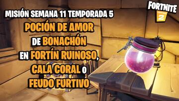 &iquest;D&oacute;nde est&aacute; la poci&oacute;n de amor de Bonach&oacute;n en Fort&iacute;n Ruinoso, Cala Coral o Feudo Furtivo en Fortnite?