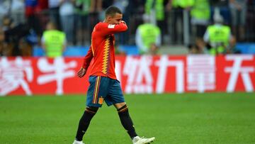 Moscow (Russian Federation), 01/07/2018.- Rodrigo of Spain reacts after the penalty shootout of the FIFA World Cup 2018 round of 16 soccer match between Spain and Russia in Moscow, Russia, 01 July 2018. Russia won 4-3 on penalties.
 
 (RESTRICTIONS APPLY: