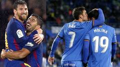 Messi y Su&aacute;rez, Mata y Molina, los mayores goleadores de los tridentes del Bar&ccedil;a y del Getafe.