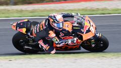 Red Bull KTM Ajo rider Pedro Acosta of Spain rides his motorcycle during the Moto2 class practice 3 session of the MotoGP Japanese Grand Prix at the Mobility Resort Motegi in Motegi, Tochigi prefecture on September 30, 2023. (Photo by Toshifumi KITAMURA / AFP)