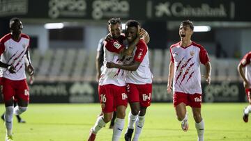 celebracion gol 1-3, Largie Ramazani,FC Cartagena v UD Almeria, 2 division, Liga SmartBank, Jornada 01, Estadio Cartagonova, Cartagena, 16/08/2021,
