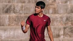 Carlos Alcaraz celebra un punto durante el ATP Challenger Oleiras 3.