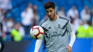 Marco Asensio durante un calentamiento.