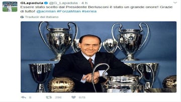 El sincero mensaje de Lapadula para despedir a Berlusconi