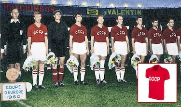 Camiseta de la Unión Soviética, ganadora de la primera edición de la Eurocopa de Naciones, disputada en 1960.