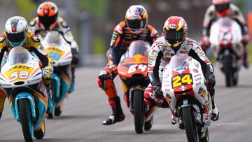 Pilotos de Moto3 en acción en Sachsenring.