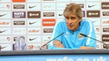 El entrenador del Manchester City, Manuel Pellegrini, en la rueda de prensa previa al encuentro de este s&aacute;bado contra el Bournemouth.