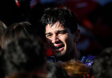 Jorge Martín celebra emocionado su triunfo en el mundial de MotoGP.