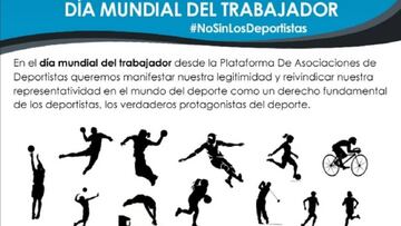 Imagen del manifiesto de la Plataforma de Ascociaciones de Deportistas reivindicando sus derechos laborales.