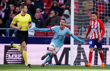 Aspas protesta una acción del partido de 2018 ante Alberola Rojas en el Metropolitano

