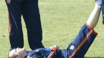 Iniesta no participó en el partidillo de ensayo