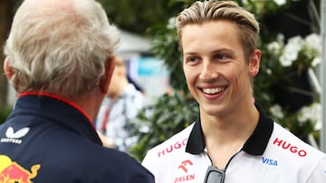 Helmut Marko y Liam Lawson, en Australia.