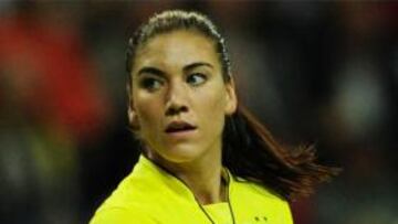 Hope Solo en un partido con EEUU.