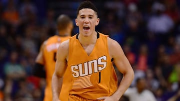 Devin Booker, durante la temporada 2017-18.