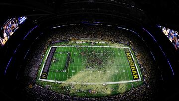 A view of the field after the Michigan Wolverines defeated the Washington Huskies during the 2024 CFP National Championship game at NRG Stadium