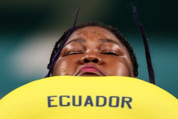 Lisseth Ayovi, de Ecuador, compite en la categoría de +81Kg en el Gimnasio Chimkowe, pabellón destinado a la halterofilia en los Juegos Panamericanos disputados en Santiago de Chile.